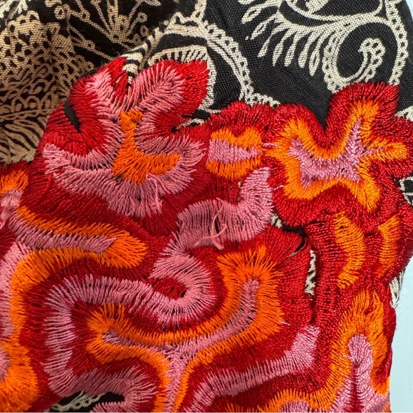 NWT Desigual Boho Blouse Size S Hippie Floral Abstract Artsy Cinch Tie Unique - Picture 11 of 16